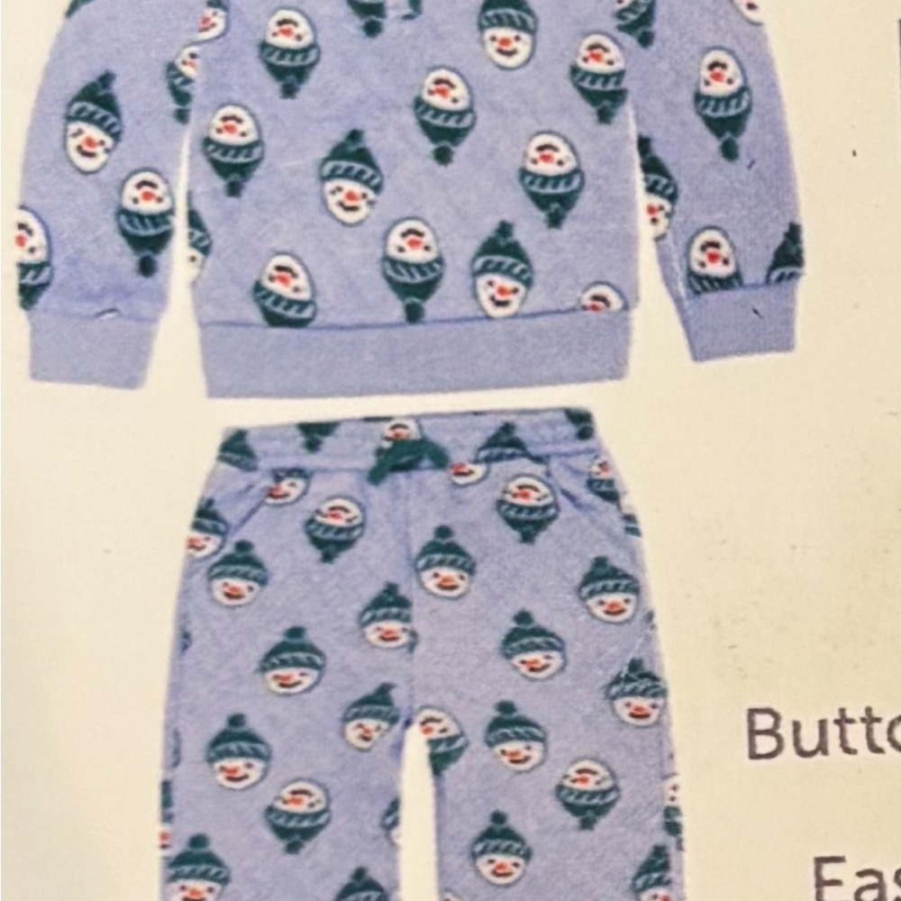 2pc Quilted Cozy Blue Snowman Sweatsuit Set Sz 12m brand new baby